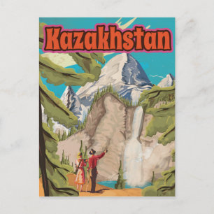 Kasachstan Vintage-Reiseposter Postkarte