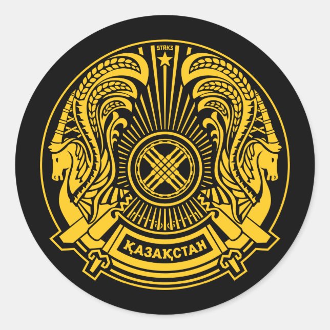 Kasachstan-Wappen-Aufkleber Runder Aufkleber (Vorderseite)