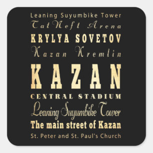 Kasan Stadt Russland Typografie Kunst Quadratischer Aufkleber