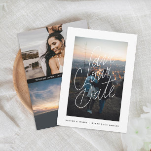 Kaschiertes Fotomotiv mit Lettering Save The Date