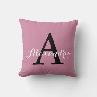 Kaschmir-Rose Weichrosa Solid-Color-Monogramm Kissen