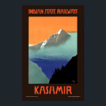 Kaschmir Vintag Art Deco Indien Tourismus Reisen Poster<br><div class="desc">Dies ist ein digital erweiterter Ausdruck eines Vintagen Art Deco Lithographen von Kaschmir für den Reisetourismus der indischen Staat Railways 1910-1959.</div>