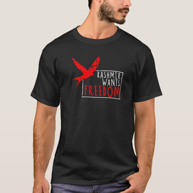 Kaschmir Will Freiheit direkt über Azaad Jammu K T-Shirt (Vorderseite)