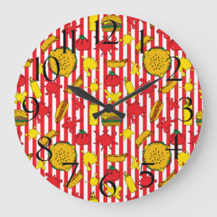 Käse Burgers Hot Dogs Fast Food Restaurant Diner Große Wanduhr