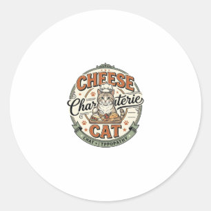 Käse Charcuterie Katze Käse Charcuterie Katze Vint Runder Aufkleber