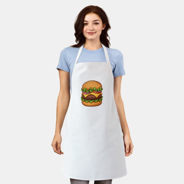 Käse-Gourmet-Burger-Illustration Schürze (Getragen)