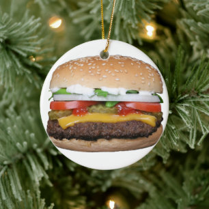 Käse Hamburger Grilled Burger Sandwich Feinschmeck Keramik Ornament