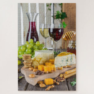 Käse Honig Walnüsse Trauben Cracker Lebensmittel Puzzle