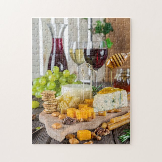 Käse Honig Walnüsse Trauben Cracker Lebensmittel Puzzle (Vertikal)
