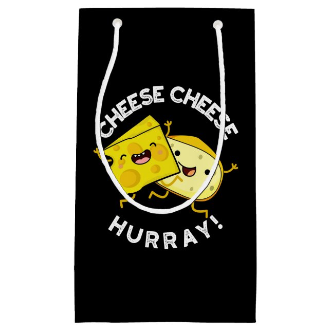 Käse Käse Hurray Funny Cheese Pun Dark BG Kleine Geschenktüte (Vorderseite)