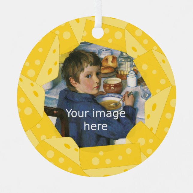 Käse mit Holes-Rahmen für Ihr Foto auf Ornament Aus Metall (Vorderseite)