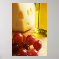Käse, Olivenöl und Traubenposter