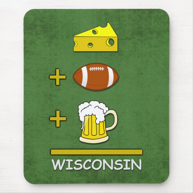 Käse plus Fußball plus Bier ist lustiges Wisconsin Mousepad (Vorne)