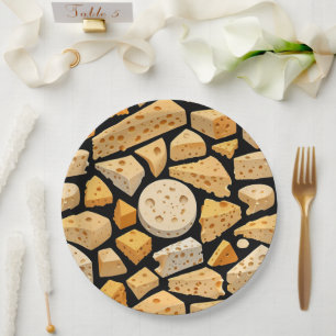 Käse Stücke mit natürlichen Löchern Süßes Muster  Pappteller