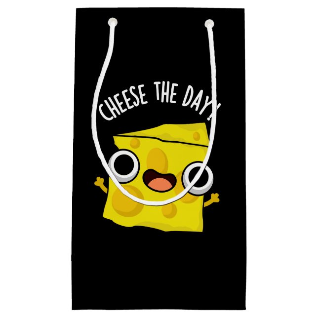 Käse The Day Funny Food Pun Dark BG Kleine Geschenktüte (Vorderseite)