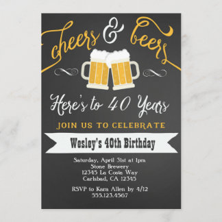 Käse und Bier 40. Geburtstag Party Einladung