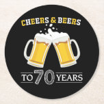 Käse und Bier bis 70 Jahre Runder Pappuntersetzer<br><div class="desc">Cheers and Beers to 70 Years Untersetzer</div>