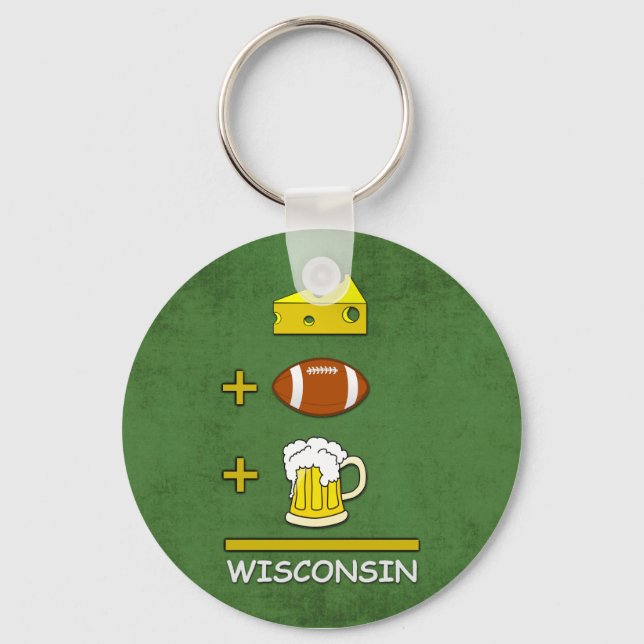 Käse und Fußball und Bier bedeutet Wisconsin Schlüsselanhänger (Vorderseite)