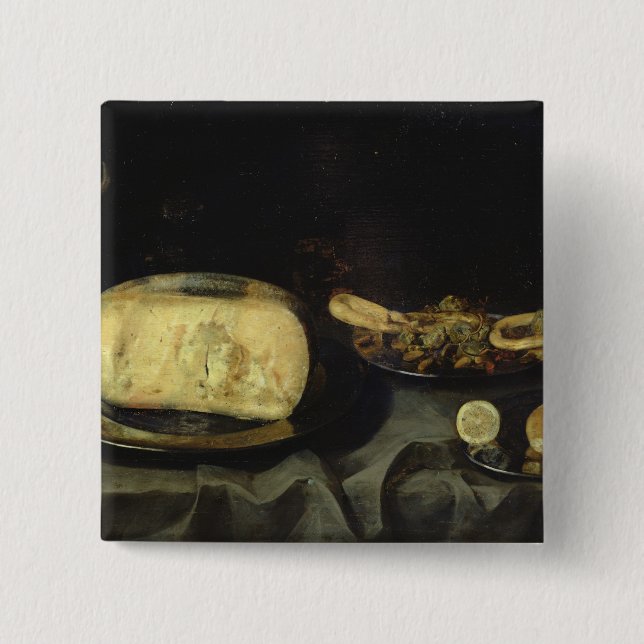 Käse und trockener Nachtisch Button (Vorderseite)