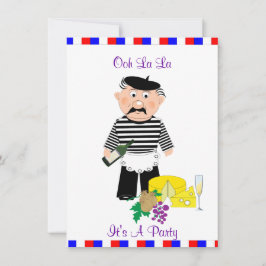 Käse und Wein Französisches Thema Spaß Party Einladung