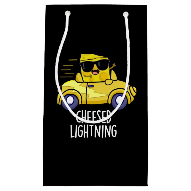 Käseblitz Funny Cheese Pun Dark BG Kleine Geschenktüte (Vorderseite)