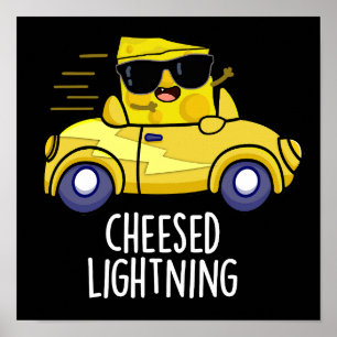 Käseblitz Funny Cheese Pun Dark BG Poster