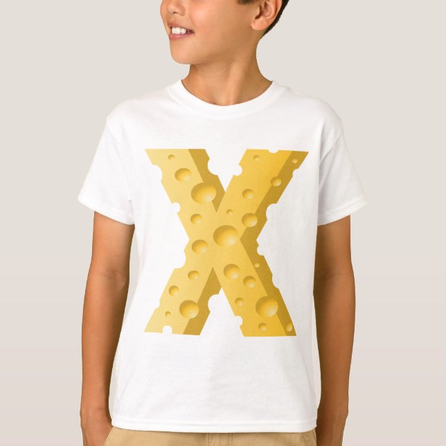 Käsebuchstabe X Typografie T-Shirt (Vorderseite)