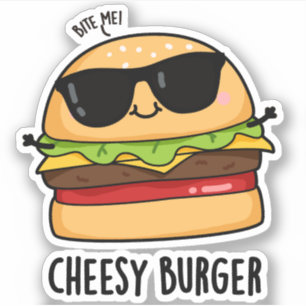 Käseburger Lustige Lebensmittel-Puns Aufkleber