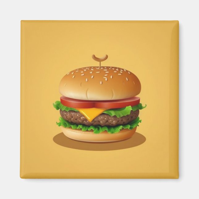Käseburger mit gelbem Hintergrund Magnet (Vorne)