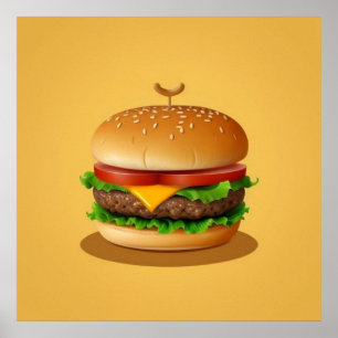 Käseburger mit gelbem Hintergrund Poster