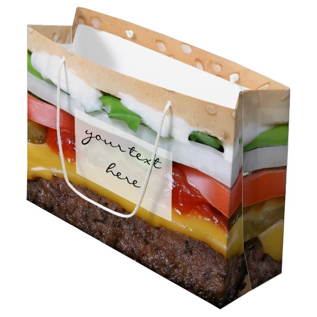 Käseburger mit Pickles-Foto Große Geschenktüte (Vorderseite Schrägansicht)