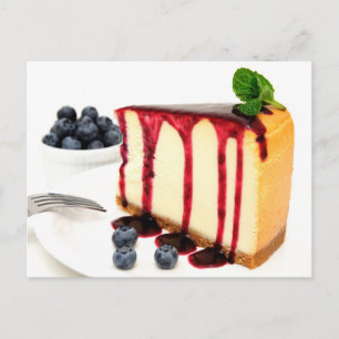 Käsekuchen und Blaubeeren Postkarte