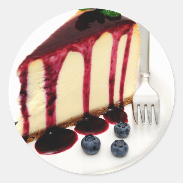 Käsekuchen und Blaubeeren Runder Aufkleber (Vorderseite)
