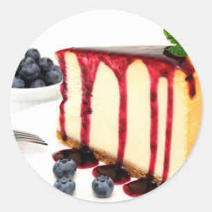 Käsekuchen und Blaubeeren Runder Aufkleber