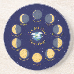 Käsemonden Whimsical Lunar Phases Chart Astronomie Getränkeuntersetzer