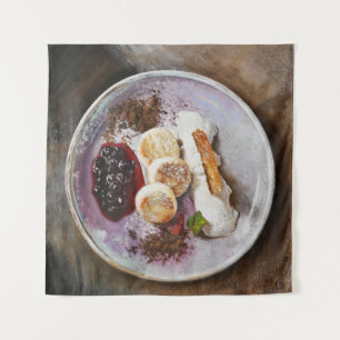 Käsepfannkuchen mit Berries - Gourmet-Küche Wandteppich