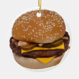 Käseseburger auf Sesamsamenknochen Keramik Ornament