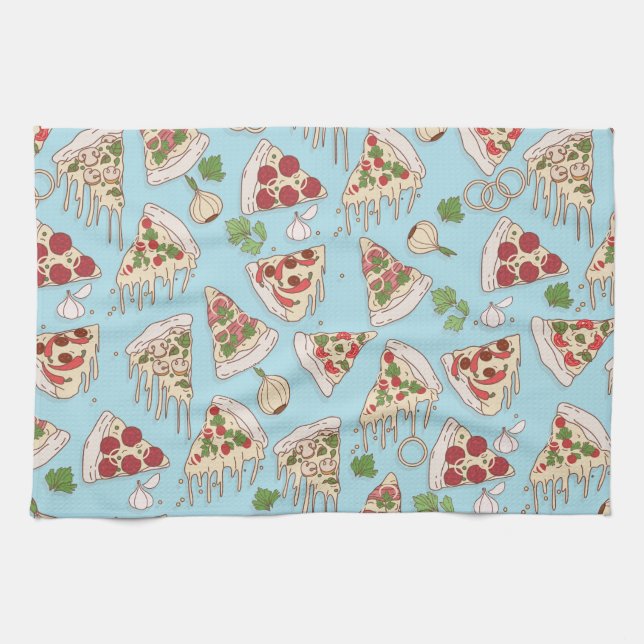 Käsespezifisches Pizza-Muster Geschirrtuch (Horizontal)
