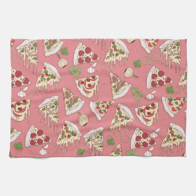 Käsespezifisches Pizza-Muster Geschirrtuch (Horizontal)