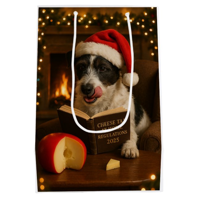 Käsesteuer Weihnachtsgeschenk - Jack Russell Mittlere Geschenktüte (Rückseite)