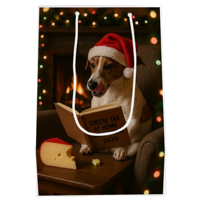 Käsesteuer Weihnachtsgeschenk - Jack Russell Mittlere Geschenktüte (Rückseite)