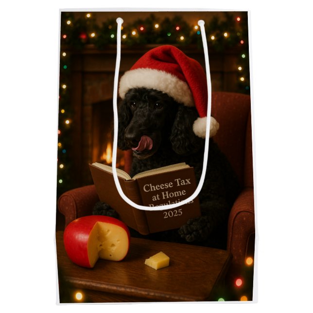 Käsesteuer Weihnachtsgeschenk - Poodle Mittlere Geschenktüte (Rückseite)