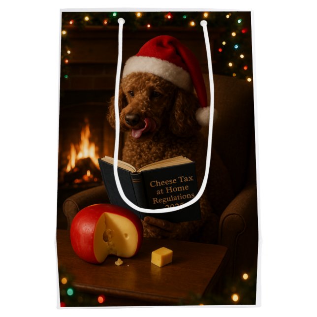 Käsesteuer Weihnachtsgeschenk - Poodle Mittlere Geschenktüte (Rückseite)