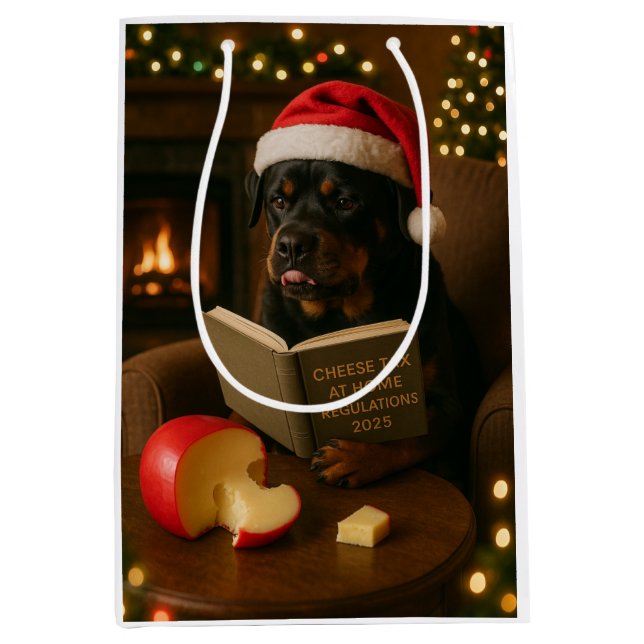 Käsesteuer Weihnachtsgeschenk - Rottweiler Mittlere Geschenktüte (Vorderseite)