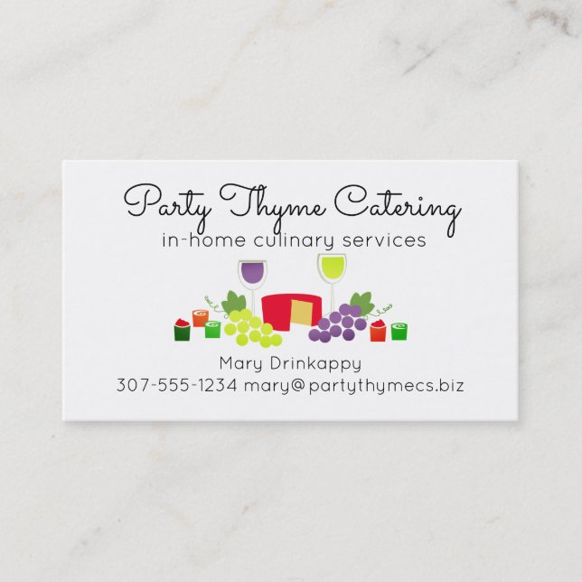 Käseweinaperitif-Kochs-Catering-Geschäftskarte Visitenkarte (Vorderseite)