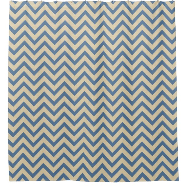 Kashmir Blue Spice Moods Chevrons Duschvorhang (Vorderseite)