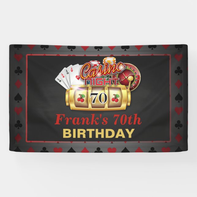 Kasino-Geburtstags-Fahne - 70. Geburtstag Banner (Horizontal)
