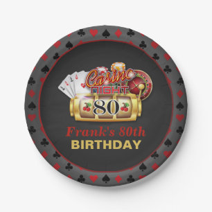 Kasino-Geburtstags-Platte - 80. Geburtstag Pappteller