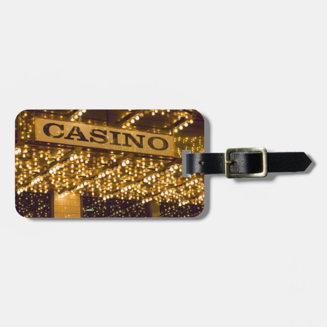 Kasino-helle Lichter Las Vegas, das Geld spielt Gepäckanhänger (Vorderseite horizontal)