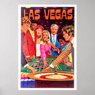Kasino, Las Vegas, Leute spielen Roulette Poster